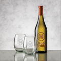 Chardonnay Wine & 2 Stanford Wine Glass Gift Set (Deep Etch 1 Color)